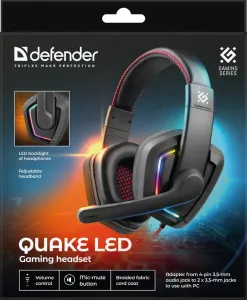 Defender - Gamer fejhallgató Quake LED