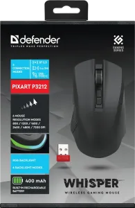 Defender - Vezeték nélküli gamer egér Whisper GM-209