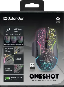 Defender - Vezeték nélküli gamer egér Oneshot GM-067