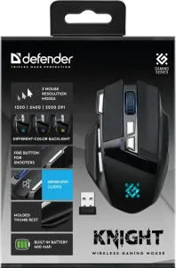 Defender - Vezeték nélküli gamer egér Knight GM-885